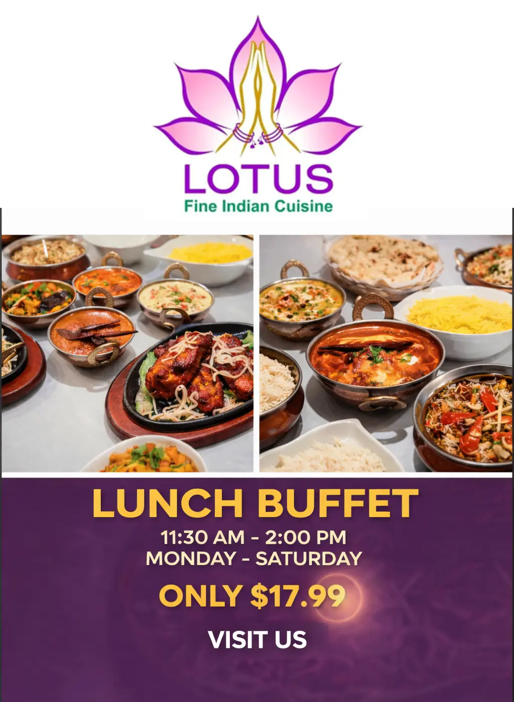 Special Offer at Lotus Fine Indian Cuisine Calgary